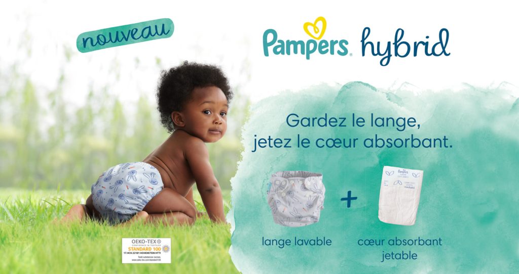 Pampers Harmonie Hybrid. Gardez le lange, jetez le cœur absorbant.